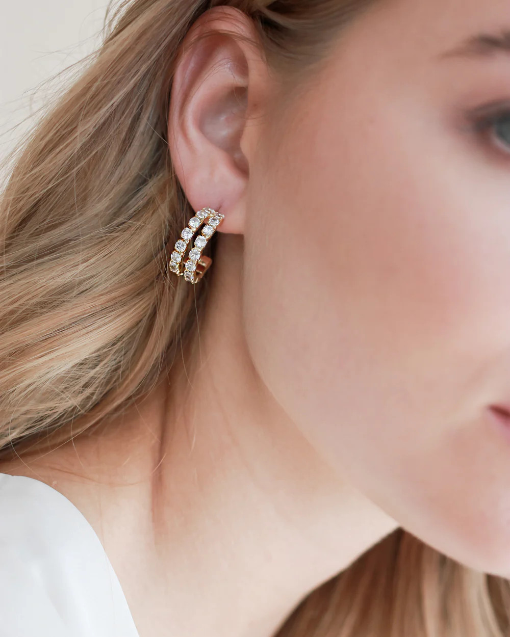 Double CZ Hoop Huggies | Dareth Colburn