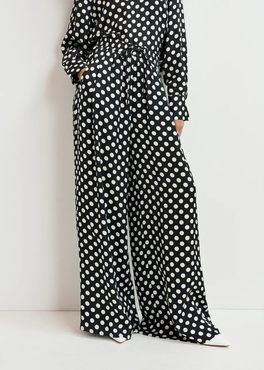 Black and white polka-dot wide-leg pants | Essentiel Antwerp United States | Essentiel Antwerp