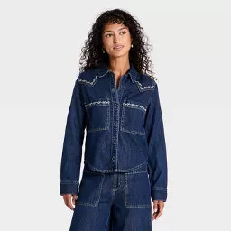 Women's Easy Denim Shirt - Universal Thread\u2122 Dark Wash M | Target