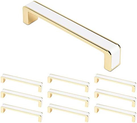 WELLOCKS Cabinet Handles Solid Pulls 10 Pack 5” Hole Centers, Solid Metal Drawer Pulls Bar White, Cl | Amazon (US)