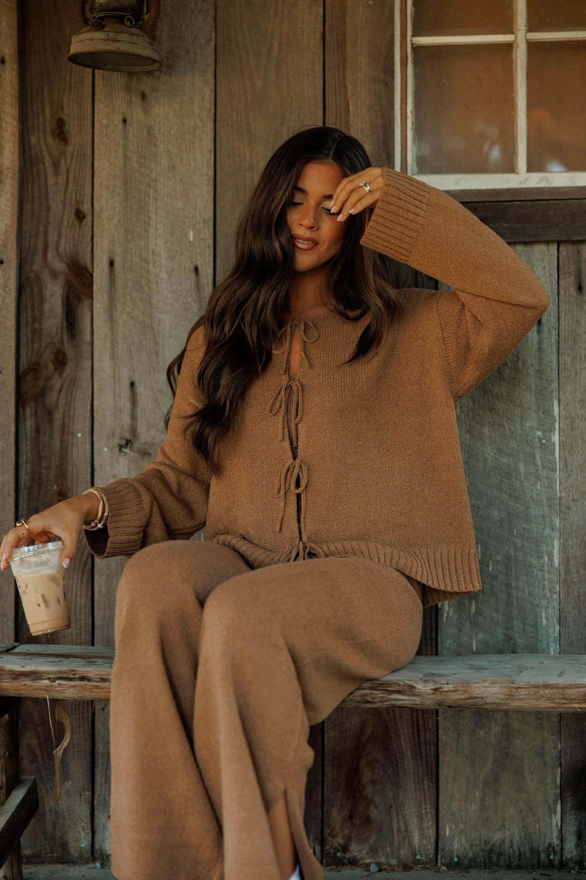Cabin Mornings Tie Cardigan Set | Lane 201 Boutique