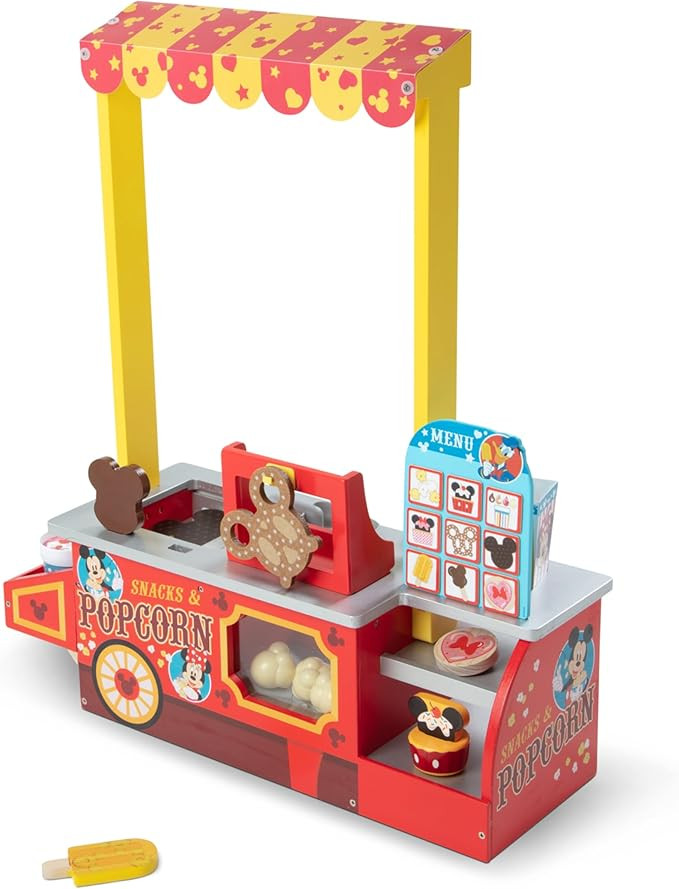 Melissa & Doug Disney Snacks & Popcorn Wooden Pretend Play Food Counter – 33 Pieces - FSC-Certi... | Amazon (US)