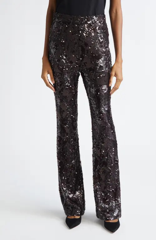 Veronica Beard Collier Sequin Skinny Flare Leg Pants in Dark Currant at Nordstrom, Size 14 | Nordstrom