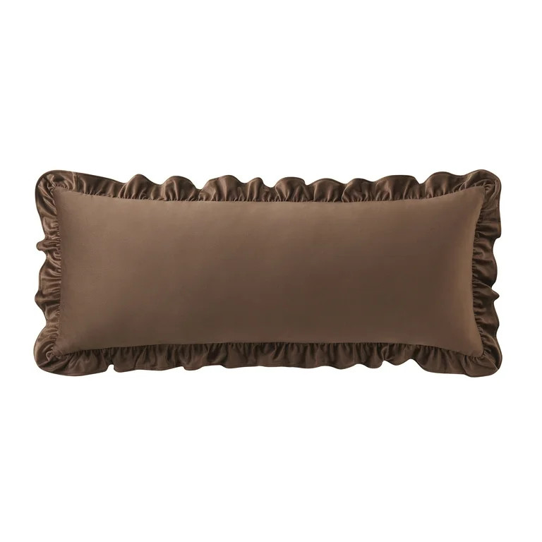 My Texas House 14" x 36" Brown Ruffle Oversized Lumbar Decorative Pillow | Walmart (US)