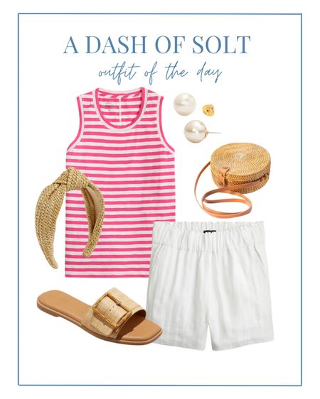 Cute outfit for brunch, lunch or casual outdoor activity! 

Stripes, summer outfit, summer style, brunch outfit, concert outfit, summer, summer fashion, coastal granddaughter, J.Crew, loft, white shorts, rattan, preppy, preppy style, mom style 

#LTKunder100 #LTKSeasonal #LTKstyletip