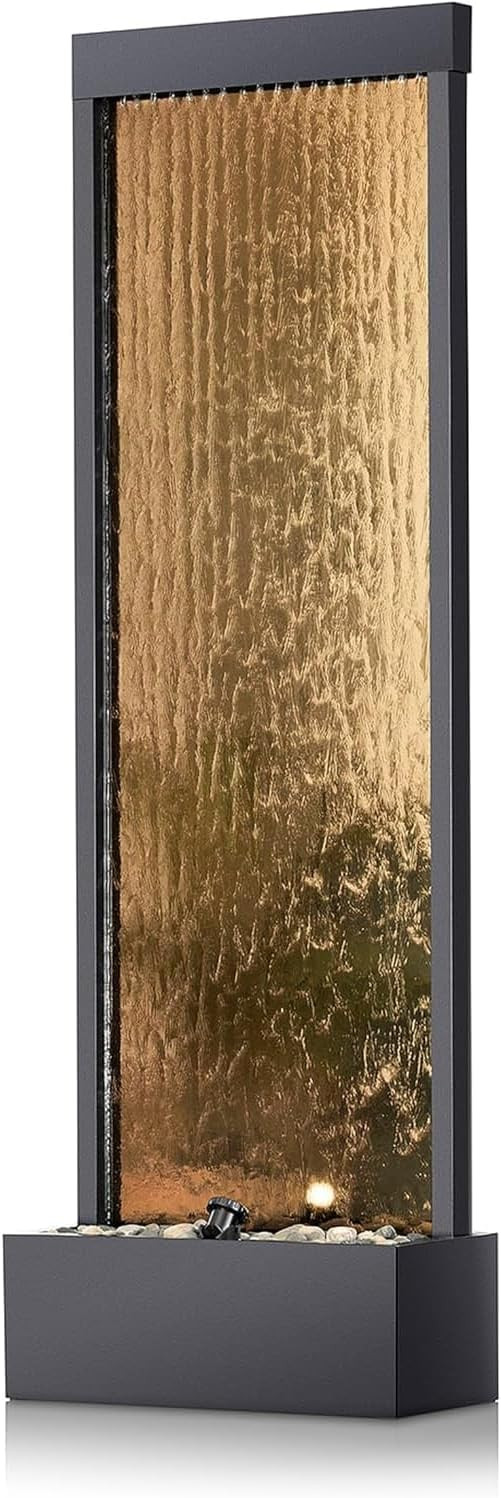 Alpine Corporation 72" Tall Indoor/Outdoor Mirror Waterfall Floor Fountain, LED Lights & River St... | Amazon (US)