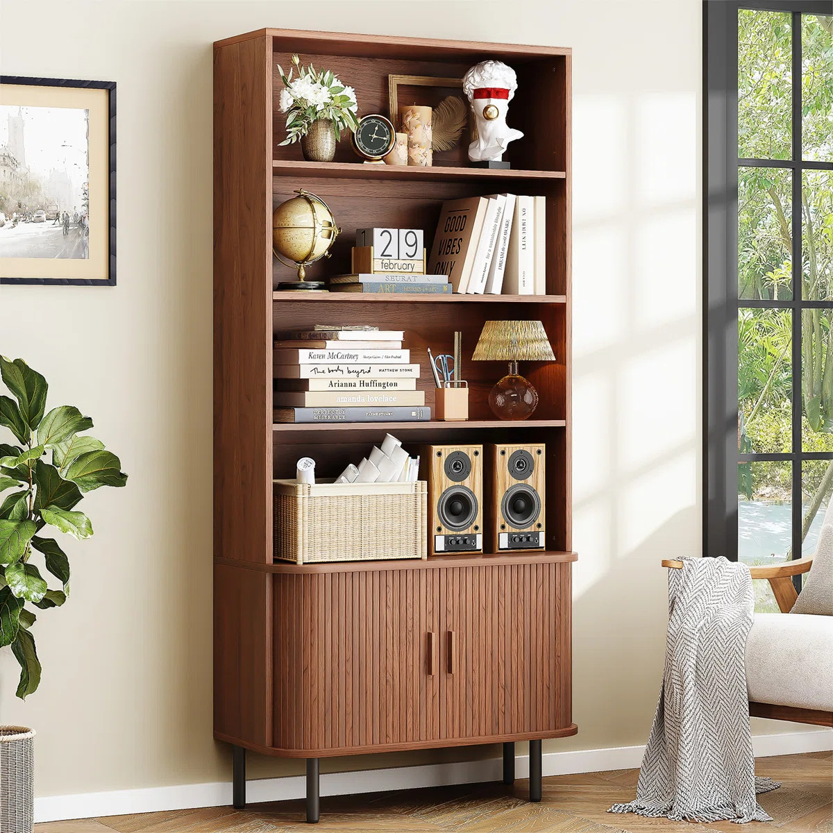 71" Tall Bookshelf With Storage Cabinet | Wayfair North America