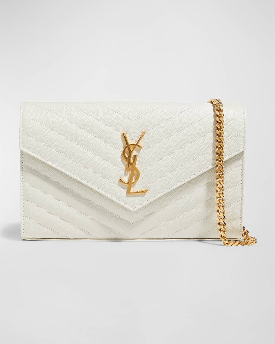 Saint Laurent Monogramme Large Grain de Poudre Wallet on Chain | Neiman Marcus
