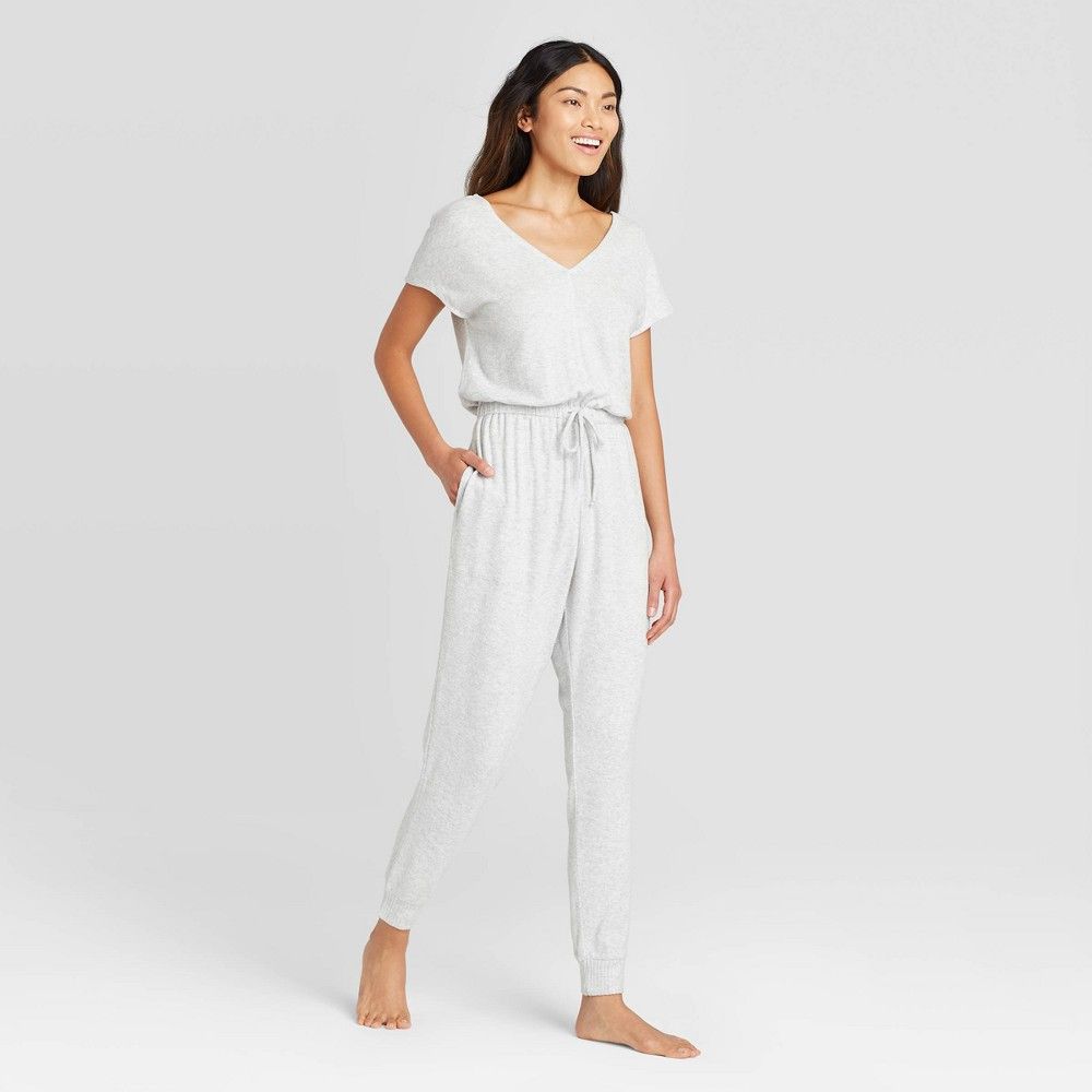 Women's Perfectly Cozy Lounge Jumpsuit - Stars Above Light Gray XXL, Women's | Target