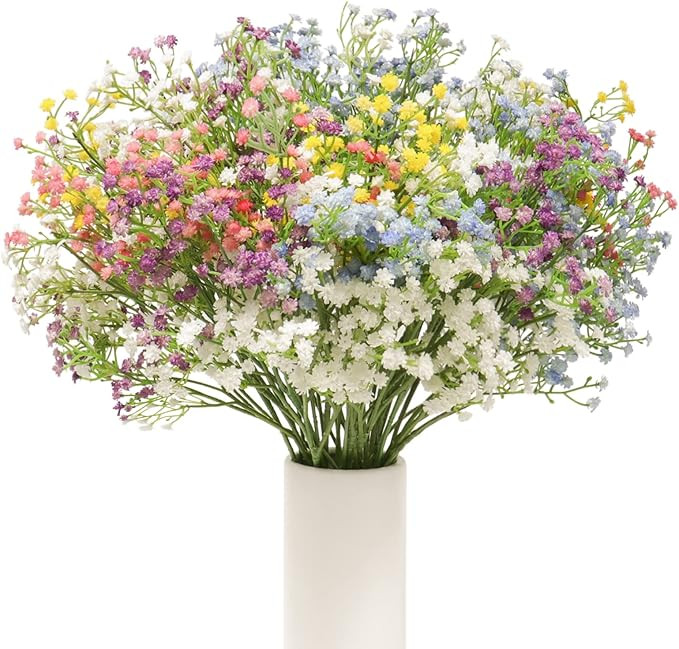 DEEMEI 15 PCS Babys Breath Artificial Flowers Fake Babys Breath Flowers Artificial Bulk Gypsophil... | Amazon (US)