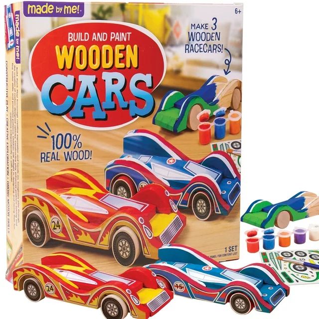 Made by Me Build & Paint Wood Cars, 3 Race Car with Moving Wheels, Boys and Girls, Child, Ages 6+ | Walmart (US)