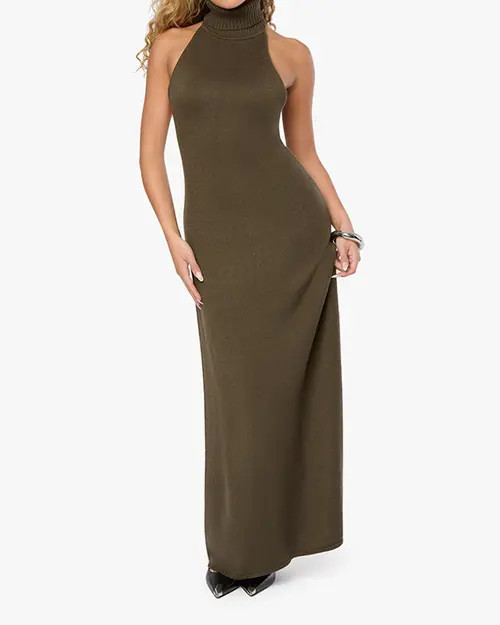 WeWoreWhat Open Back Halter Maxi Dress in Dark Grey at Nordstrom, Size Small | Nordstrom
