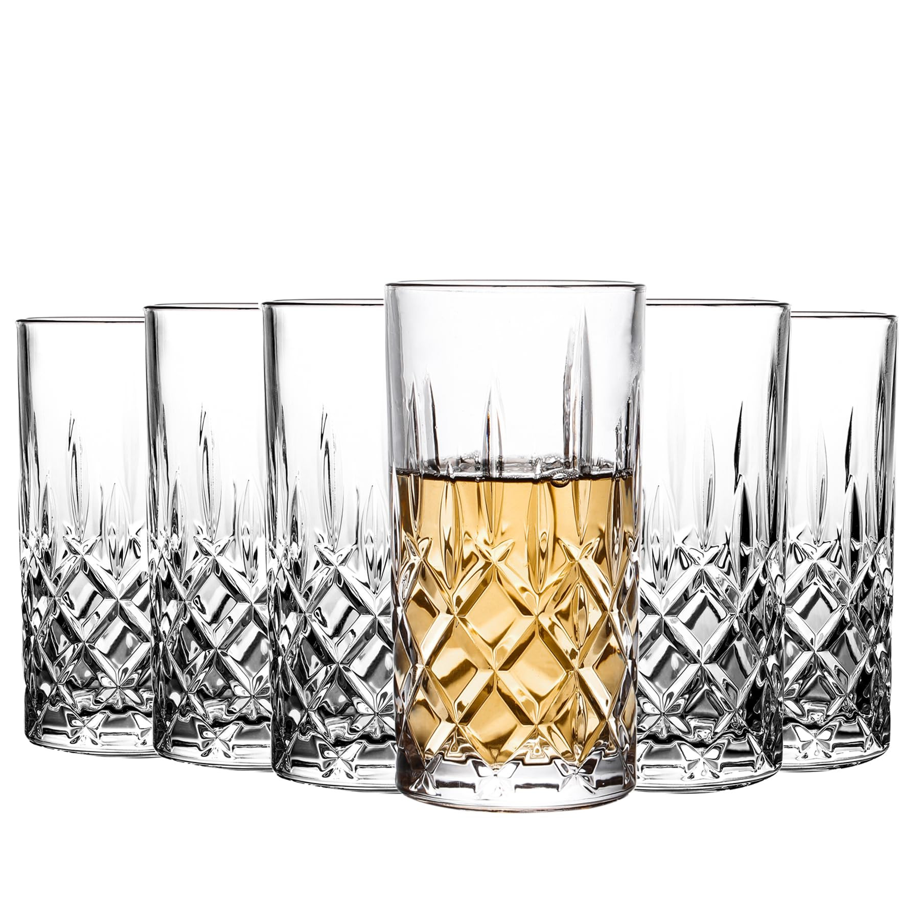 Highball Glasses Collins Tall Beverage Set of 6, 14 Ounce Cups Glassware for Drinks, Water, Beer,... | Amazon (US)