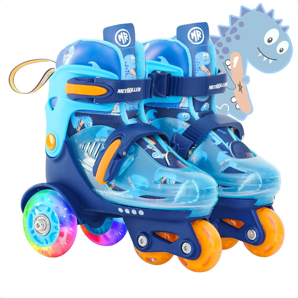 METROLLER Adjustable Kids Balance Roller Skates for Toddler Ages 3-6 Rainbow Unicorn Dinosaurs Il... | Amazon (US)