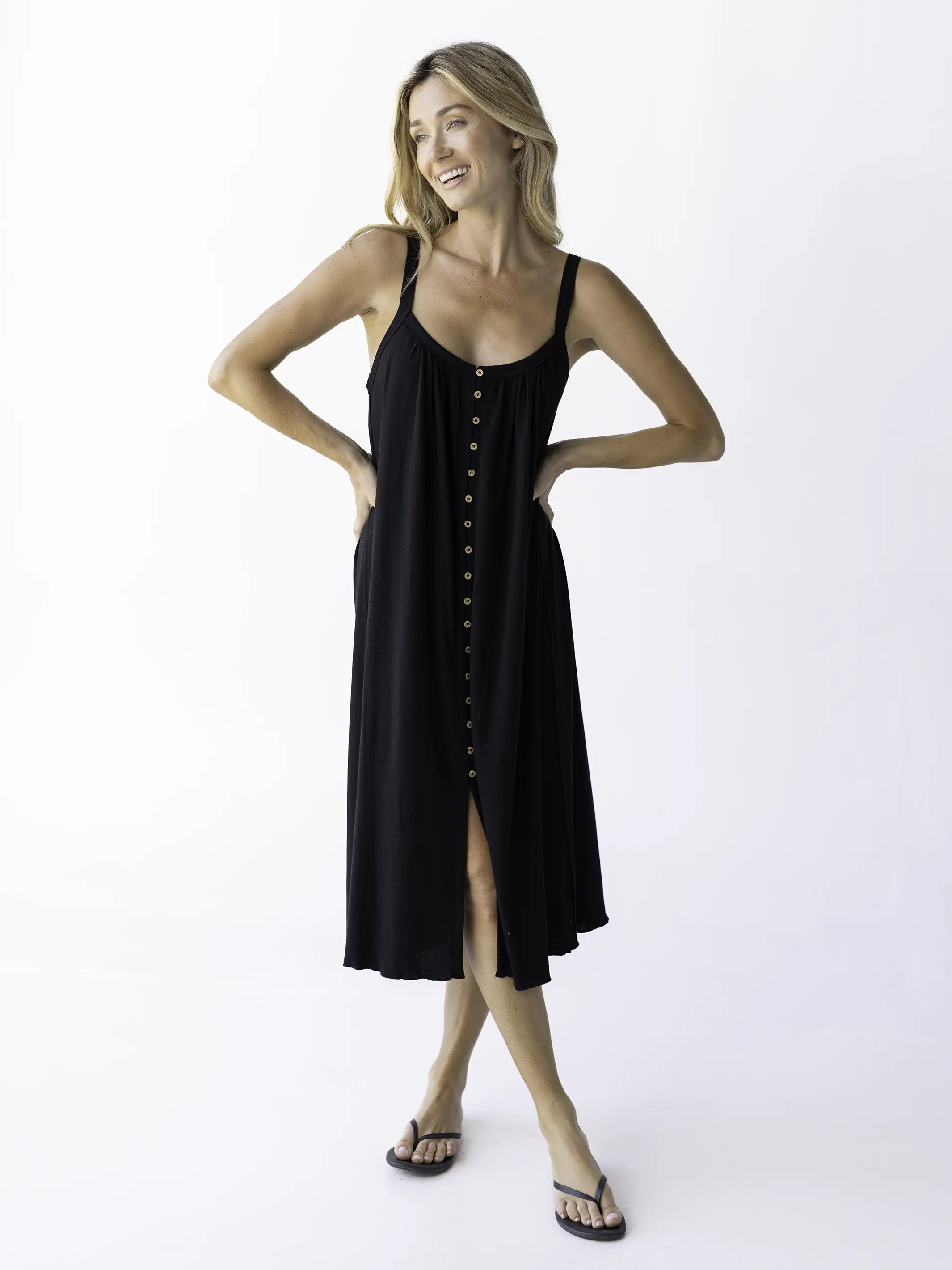 Relaxed Button Down Midi Dress | Natural Life