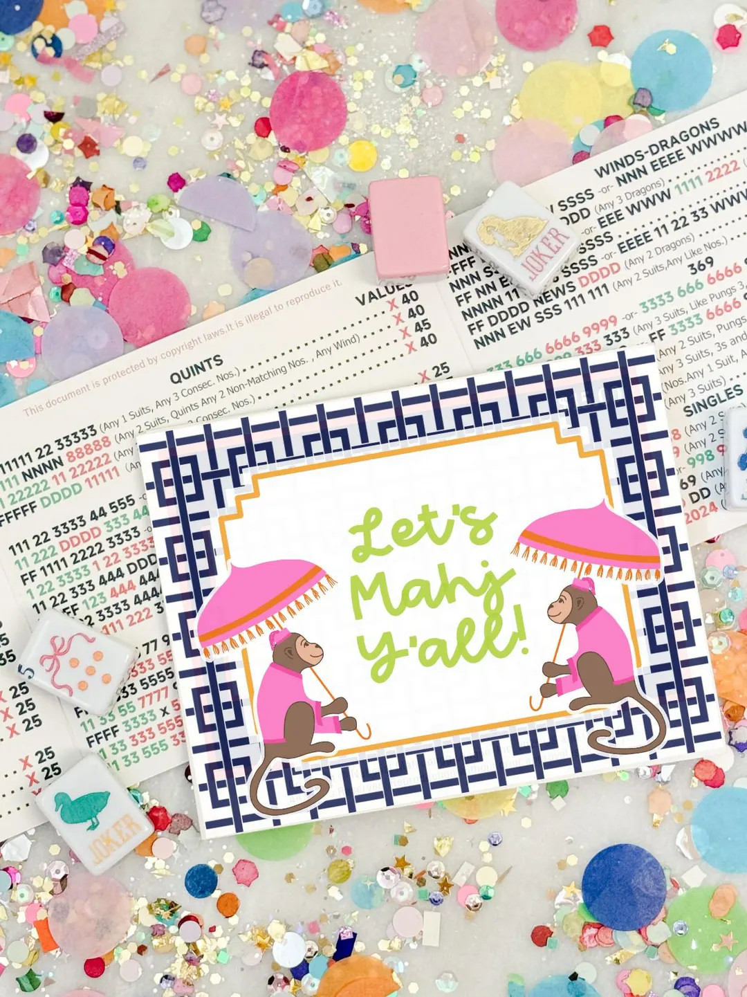 Mahjong Card (NMJL) Cover Sticker - Chinoiserie Collection (customize With Name, Phrase or Monogr... | Etsy (US)