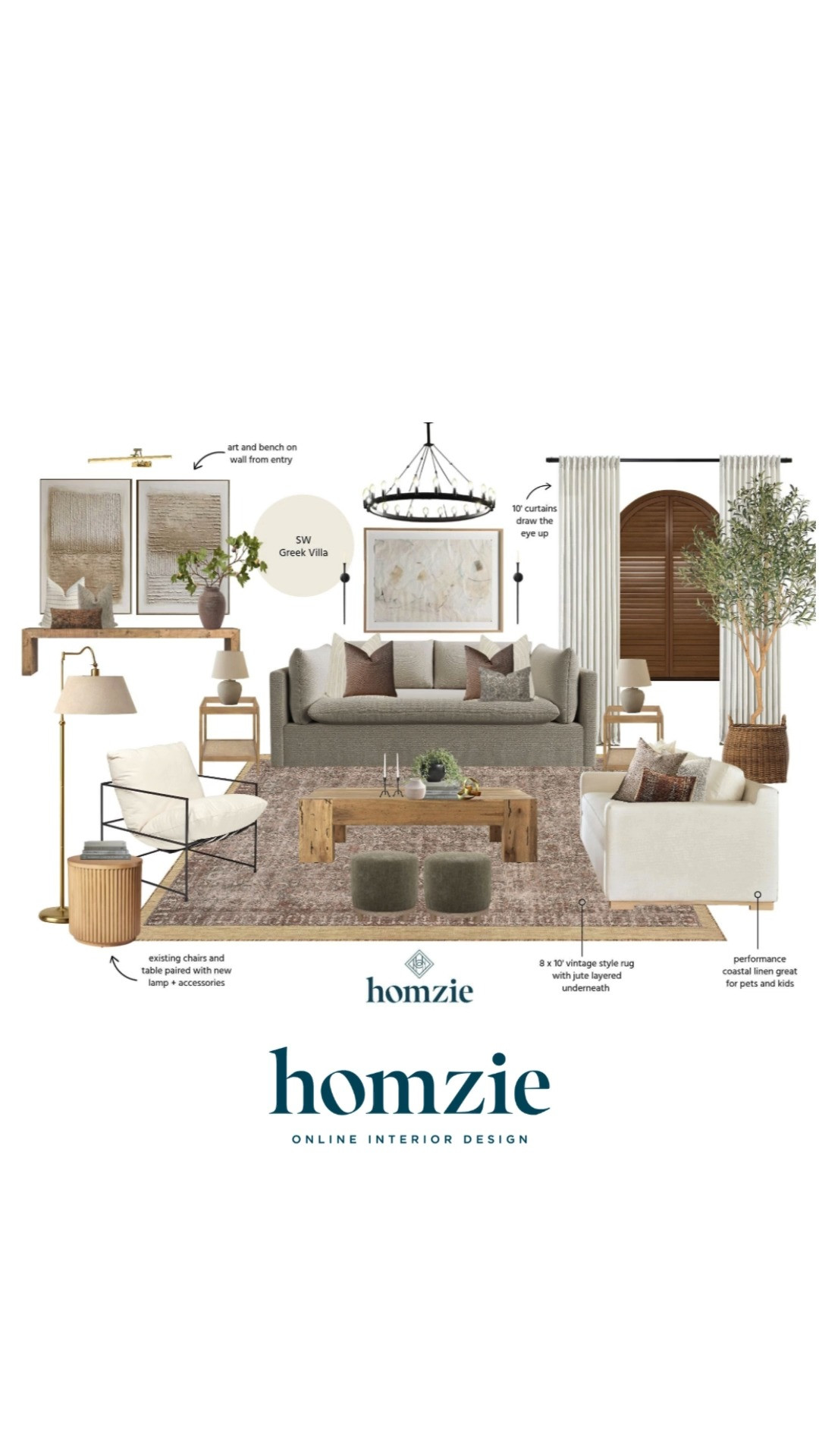 Living room design featuring floor lamp, accent pillows, ottomans, coffee table, sofas, rug, accent pillow, wall art, floor tree, side tables, wall sconces, curtains, decor, etc.

#LTKHome #LTKFinds #LTKFavorites #HomeStyleDaily  

 #LTKHome