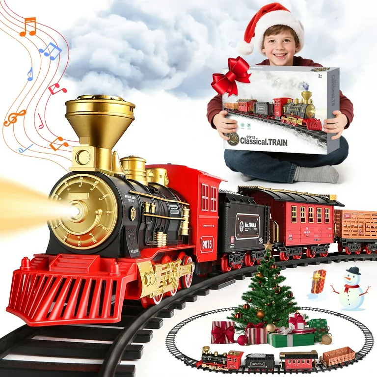 Flooyes Train Set for Boys Girls, Classic Train Toys with Smoke, Light & Sound,Under the Christma... | Walmart (US)