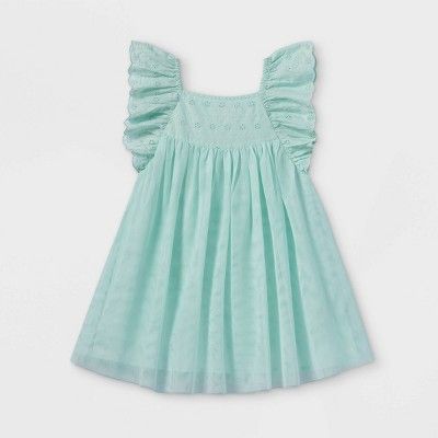 Toddler Girls' Ruffle Sleeve Eyelet Tutu Dress - Cat & Jack™ Mint | Target