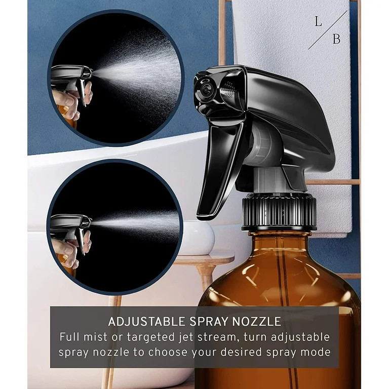 LiBa Glass Spray Bottles for Cleaning, Essential Oils, Hair, Plants, Refillable, Amber, 16oz, 2 P... | Walmart (US)