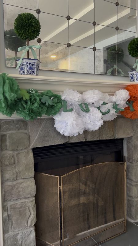 St Patrick’s day mantel and decor. Easy garland for over fireplace or table runner scape.  Fun inexpensive party decorations. 

#LTKhome #LTKparties #LTKSeasonal