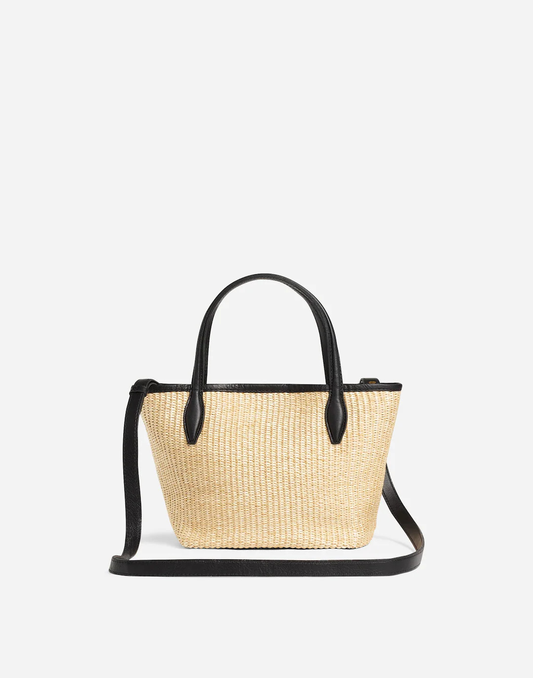 The Mini Shopper Tote in Leather-Trimmed Straw | Madewell