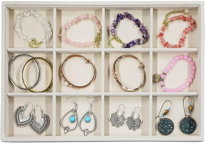 Stratalife Velvet Jewelry Organizer Stackable Earrings Organizer 12 Grid Bracelet Organizer Jewel... | Amazon (US)