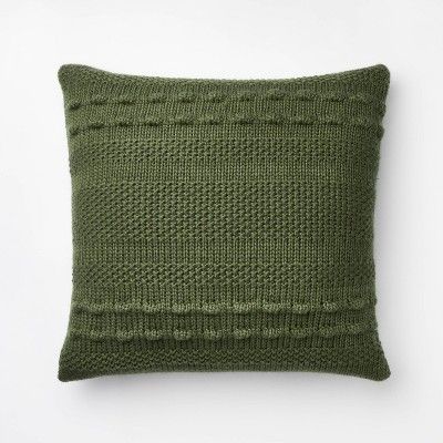 Oversized Bobble Knit Striped Square Throw Pillow Green - Threshold™ designed with Studio McGee | Target