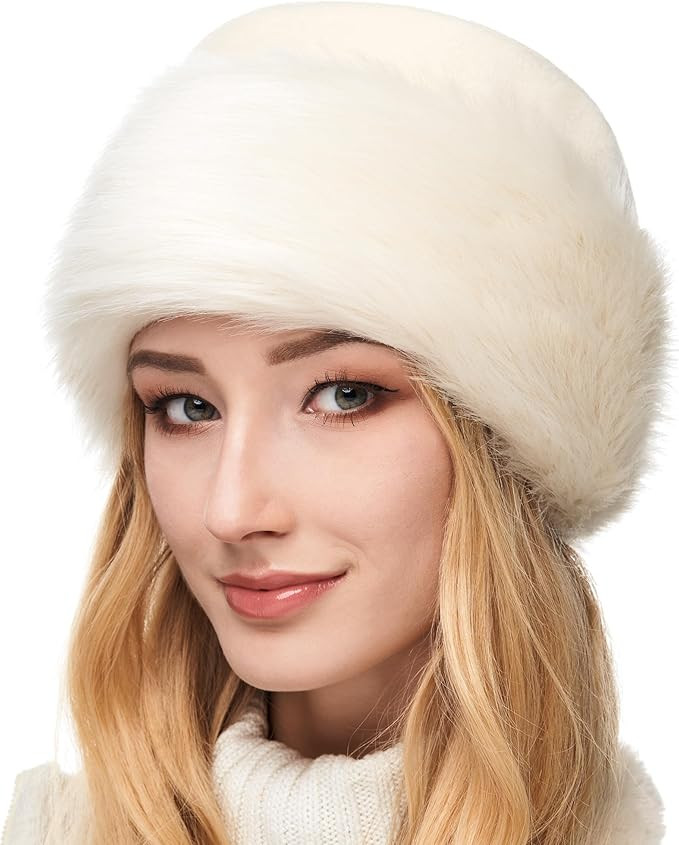 Futrzane Classic Trim Hat - Faux Fur Trimmed Hats for Women - Classy Fleece Cap | Amazon (US)