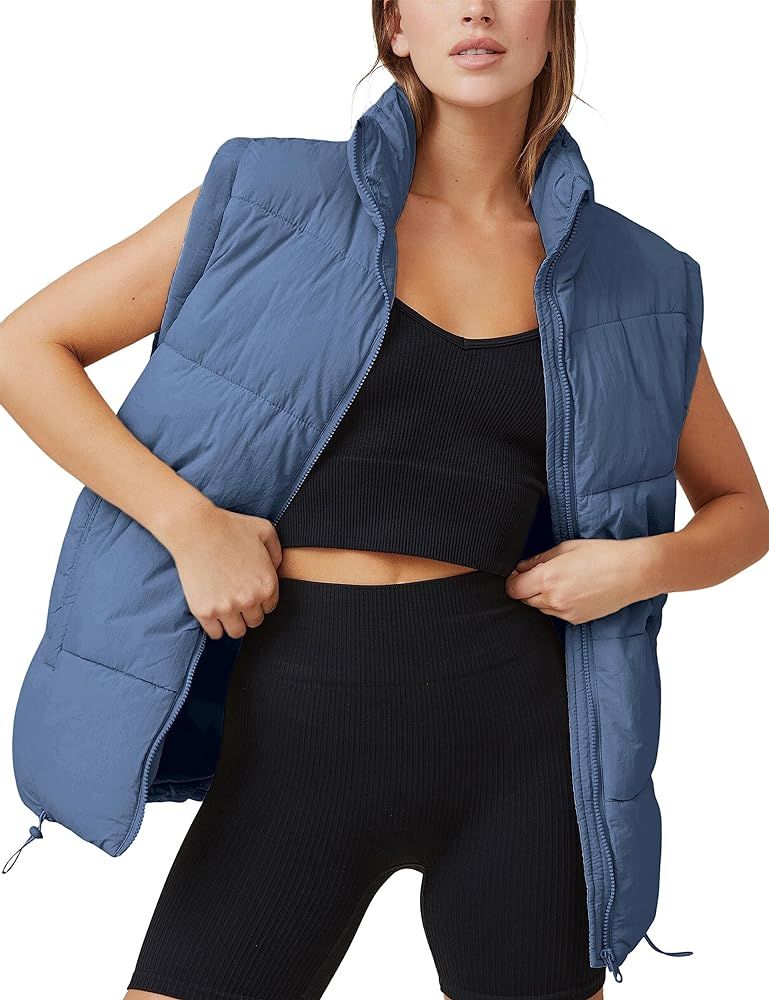 Athlisan Womens Zip Up Puffer Vest Stand Collar Sleeveless Padded Jacket Coat | Amazon (US)