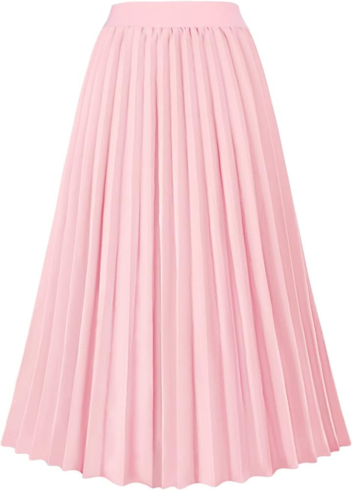 GOLDSTITCH Women's High Waist Pleated Skirt A line Swing Midi Skirt | Amazon (US)