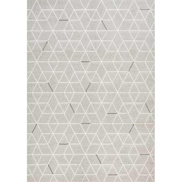 Intrepid Hexagon Lines Power Loomed Gray Area Rug | Wayfair North America
