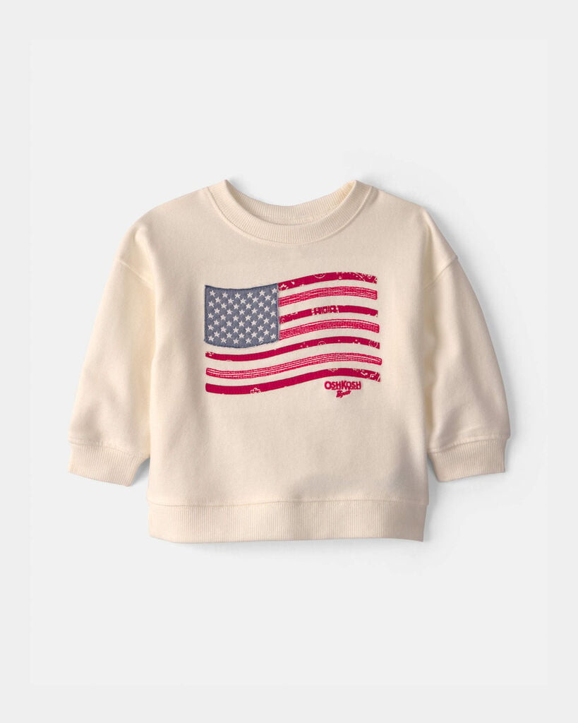 OshKosh B'gosh Baby American Flag French Terry Pullover Sweatshirt 12M Cream | Carter's Inc
