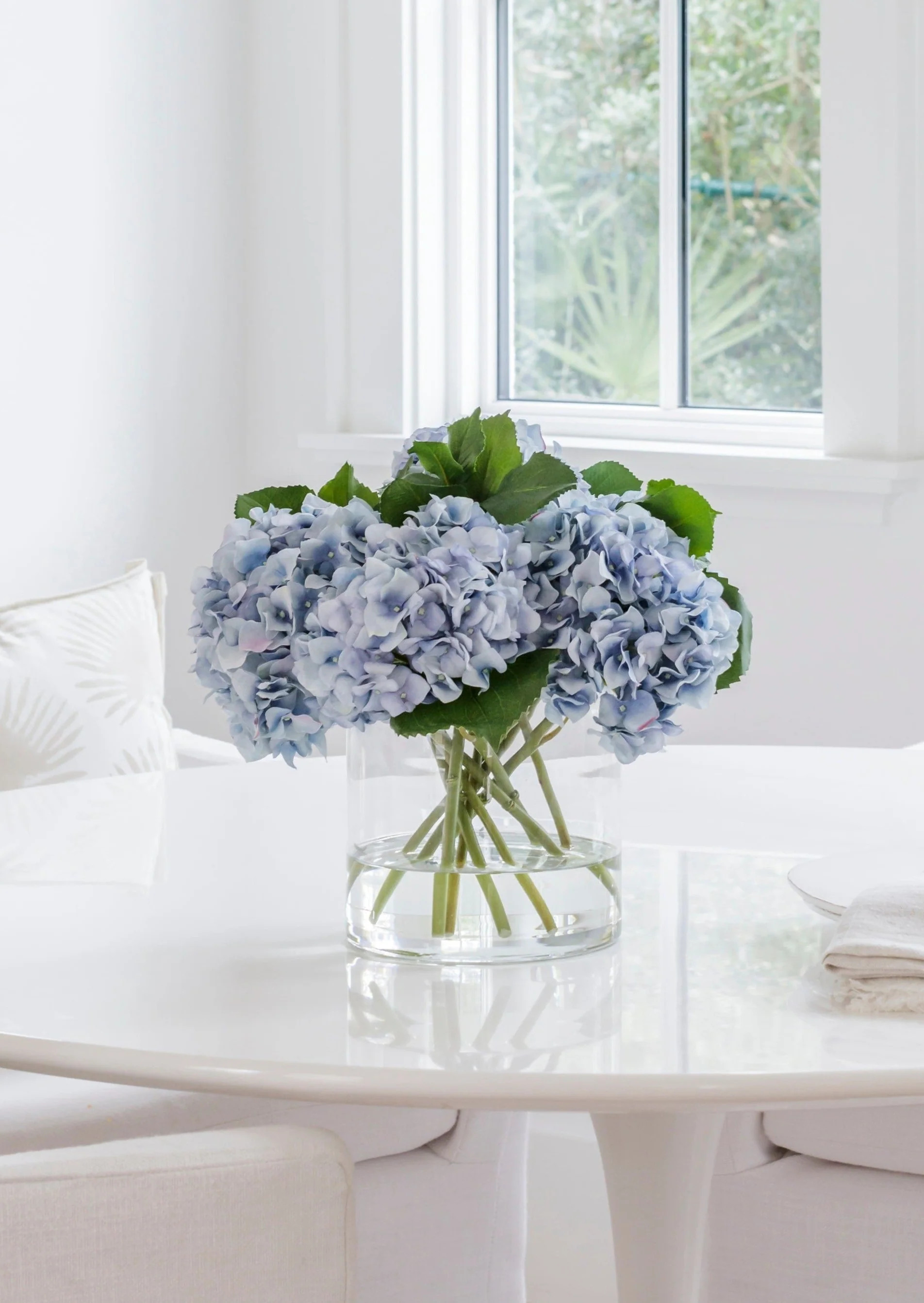 Hydrangea Arrangement in Vase | Elevated Faux Flowers at Afloral.com | Afloral