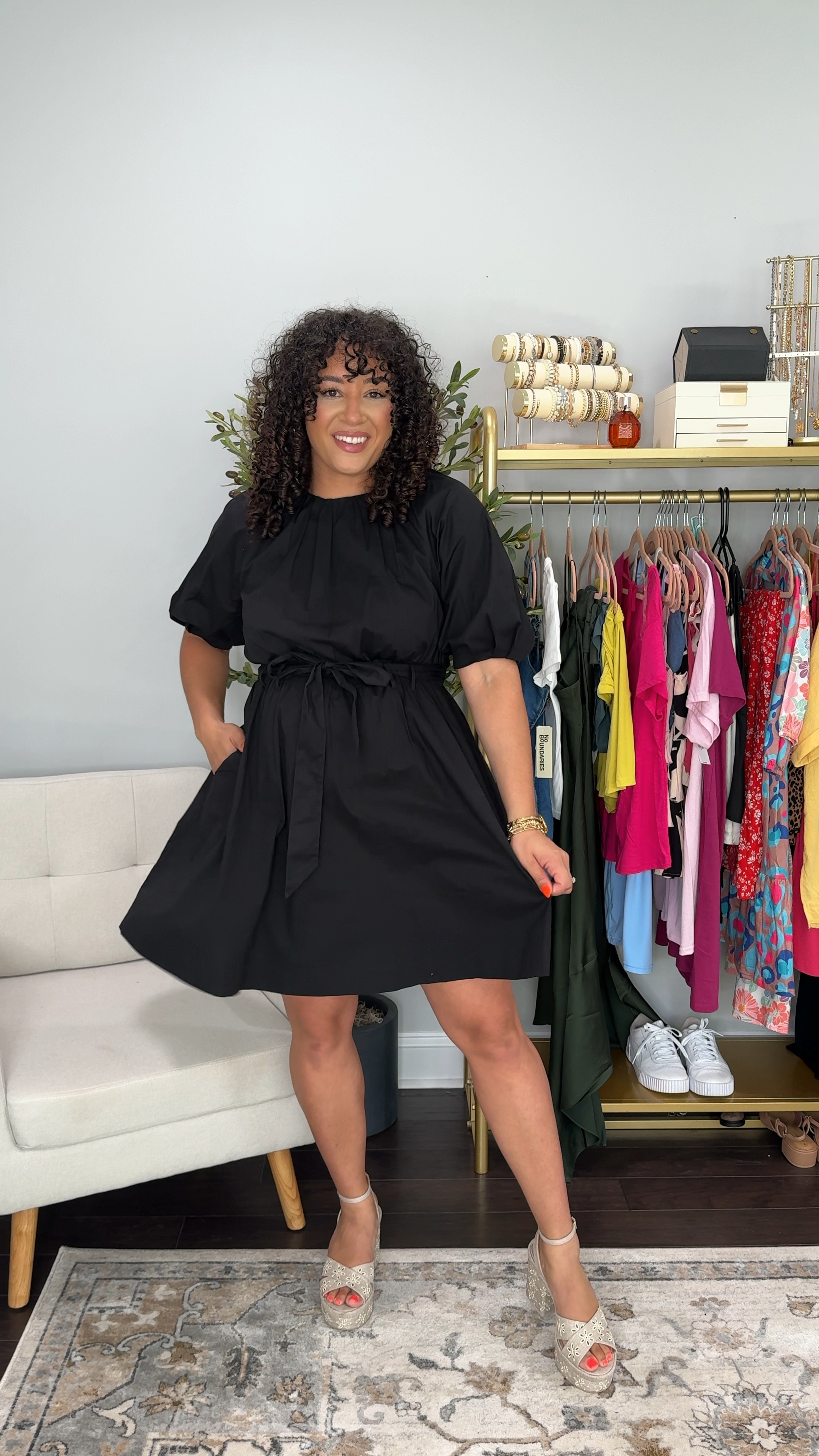 I sized down to a medium in this dress! Lots of stretch I am 5”4 for length reference. #walmart #walmartdress