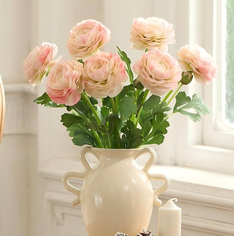 Artificial Ranunculus Flowers, Large Real Touch Ranunculus, Faux Silk Peony Arrangement for Home ... | Amazon (US)