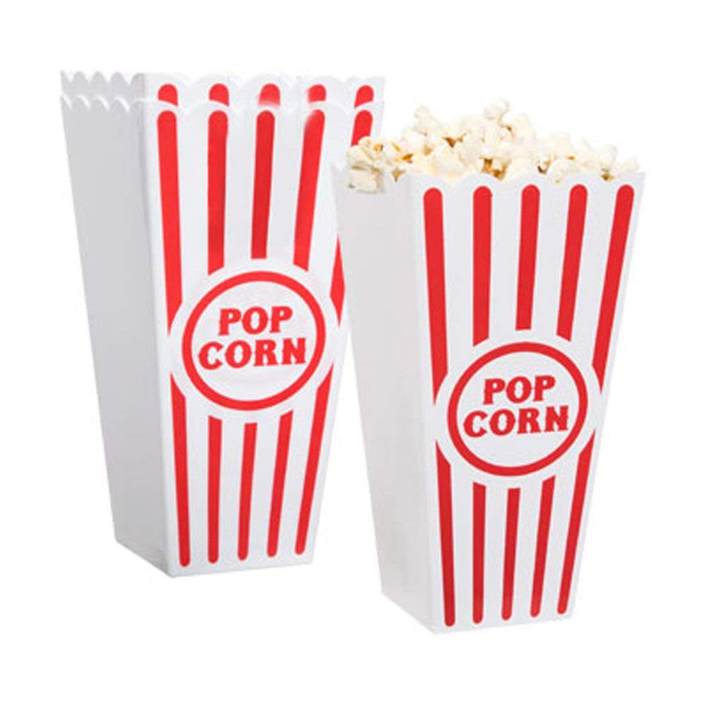 Novelty Place Plastic Red White Striped Classic Popcorn Containers for Movie Night - 7.8 inch Tal... | Amazon (US)