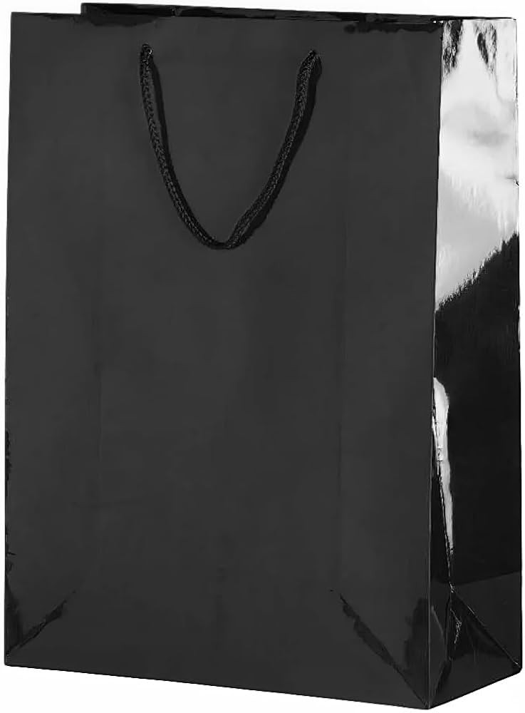 Vibrant Solid Glossy Medium Bag - 9.5"H x 7.75"W x 4.5" (1 Pc.) - Sturdy, Eye-Catching & Eco-Friendly - Ideal for Events, Celebrations & Gifting, Black | Amazon (US)