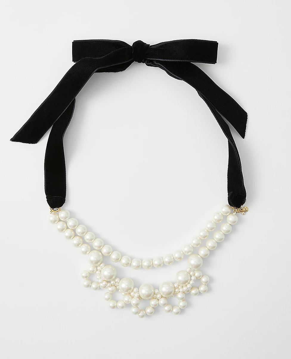 Pearlized Ribbon Necklace | Ann Taylor (US)