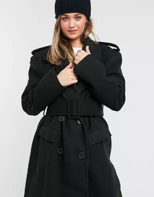 ASOS DESIGN luxe belted coat in black | ASOS (Global)