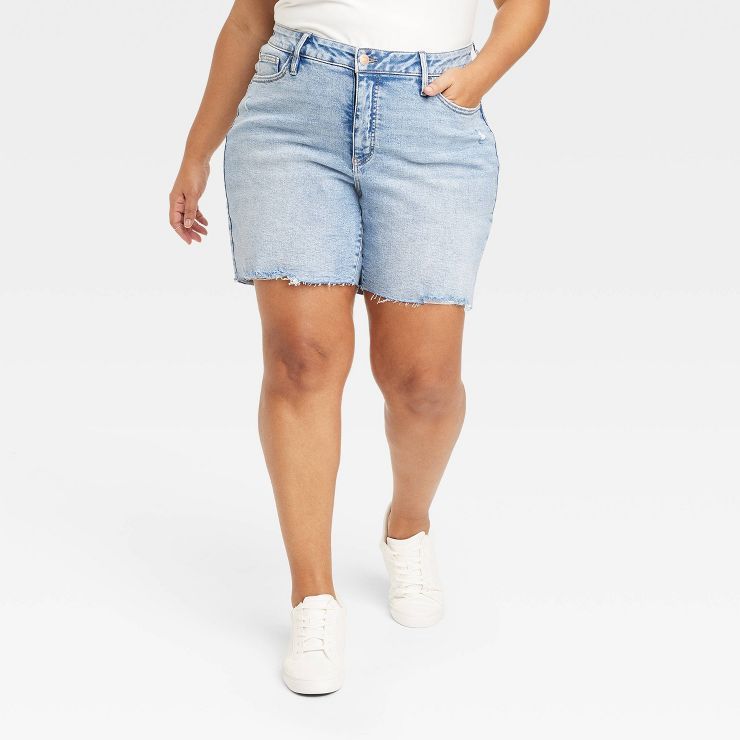 Women's High-Waisted Bermuda Jean Shorts - Ava & Viv™ | Target