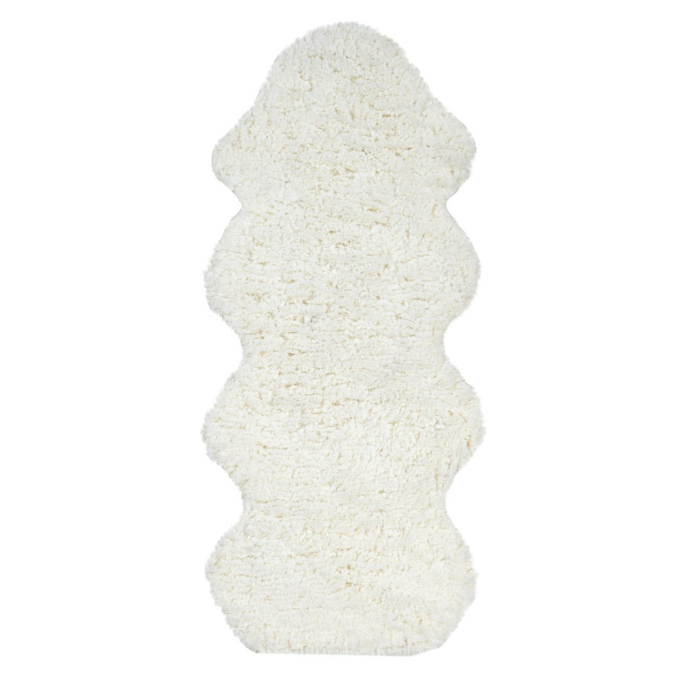 2'x5' Hand Tufted One and Half Piece Faux Sheepskin Accent Rug Off White - nuLOOM | Target