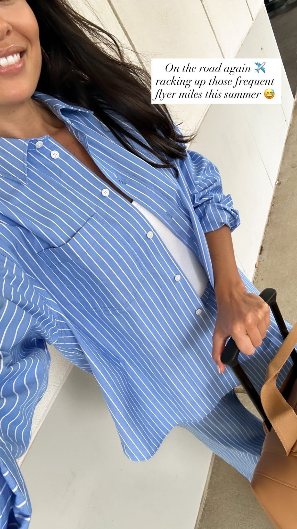 Travel outfit, stripe set, stripe button down shirt, stripe pants, luggage, duffle bag. 

#LTKItBag #LTKTravel #LTKSeasonal