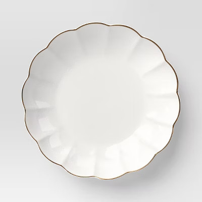 33 fl oz Stoneware Scalloped Dinner Bowl Gold Rim - Threshold™ | Target