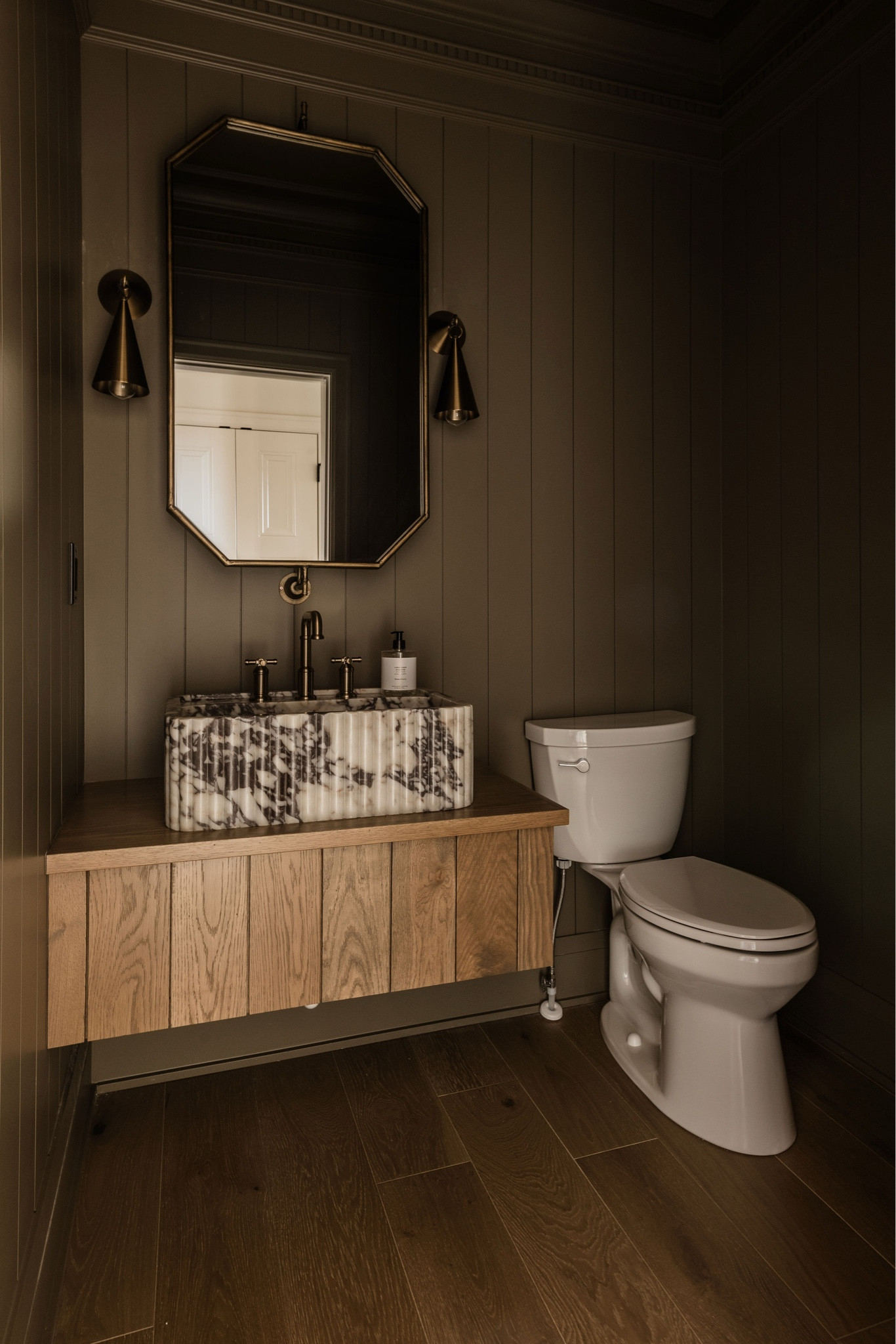 Shop the powder room from the spec home! Sconces, mirrors, faucet, marble sink 

#LTKStyleTip #LTKMostLoved #LTKHome