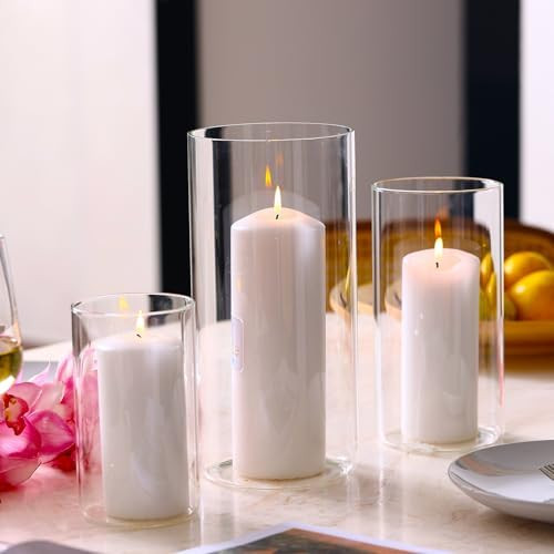 Hurricane Candle HoldersFor Pillar Candle Clear Glass Cylinder Centerpieces Vases Table Decoratio... | Amazon (US)