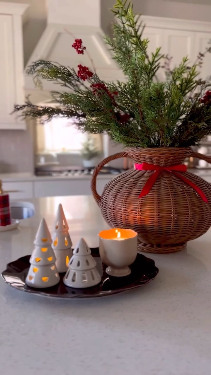 Cute and simple idea to style your kitchen for the holidays! 🥰 I picked up this faux cypress and berry bundle over the weekend! It’s gorgeous, large and a great price! I love how it looks in this woven vase in my kitchen island. 

#targetholidayfinds #christmasdecor #christmaskitchen #holidaydecor #holidaykitchen

#LTKHoliday #LTKHome