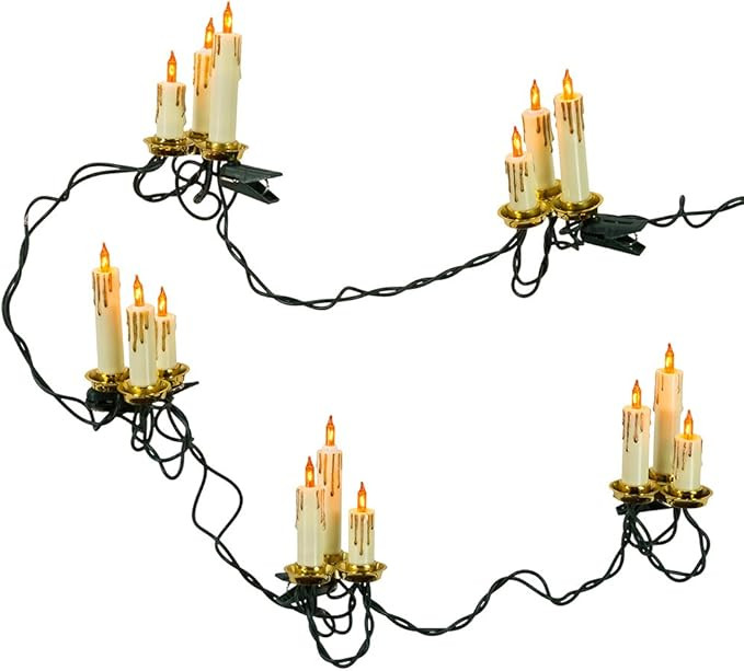 Kurt Adler 15 Triple Ivory Candle Shaft Light Set, White/Gold | Amazon (US)