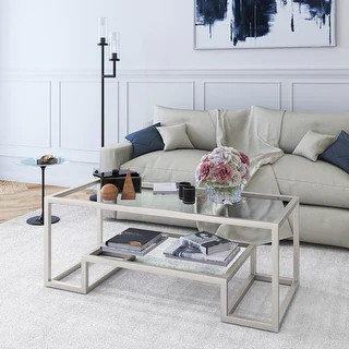 Athena Glam Handcrafted Geometric Coffee Table - 45" Brass | Bed Bath & Beyond