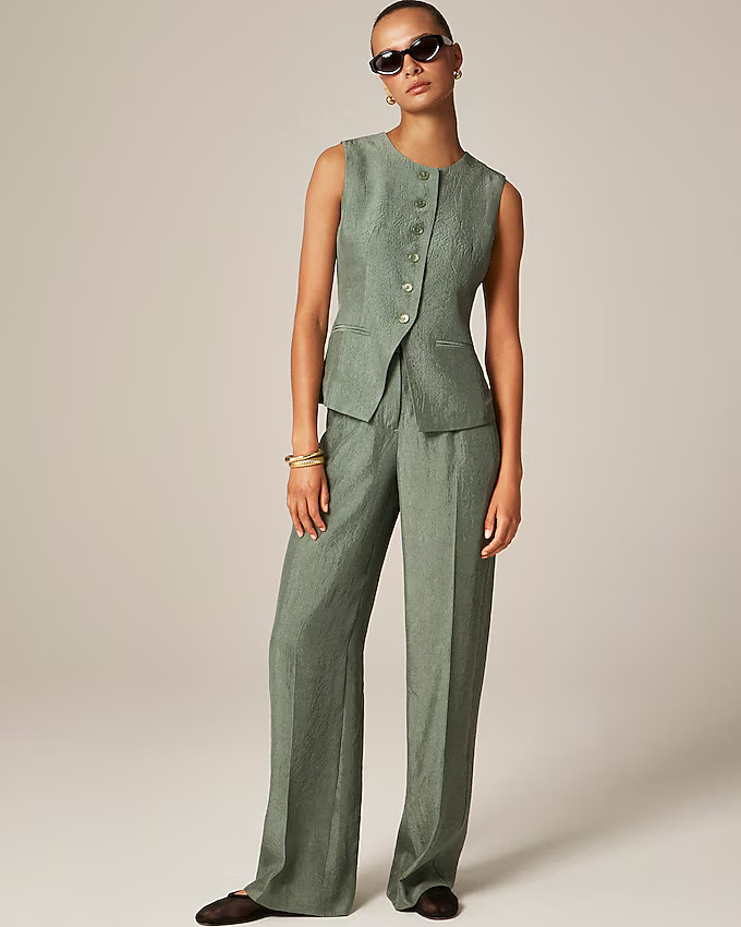 Essential wide-leg pant in textured satin | J. Crew US